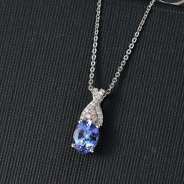 Shop Lc D'Joy Premium Tanzanite Natural Pink And White Diamond 1.25 Ctw Infinity Bliss Pendant Necklace 20 Inches In 18K Vermeil RG And Rhodium Over Sterling Silver