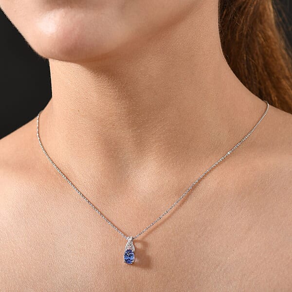 Shop Lc D'Joy Premium Tanzanite Natural Pink And White Diamond 1.25 Ctw Infinity Bliss Pendant Necklace 20 Inches In 18K Vermeil RG And Rhodium Over Sterling Silver
