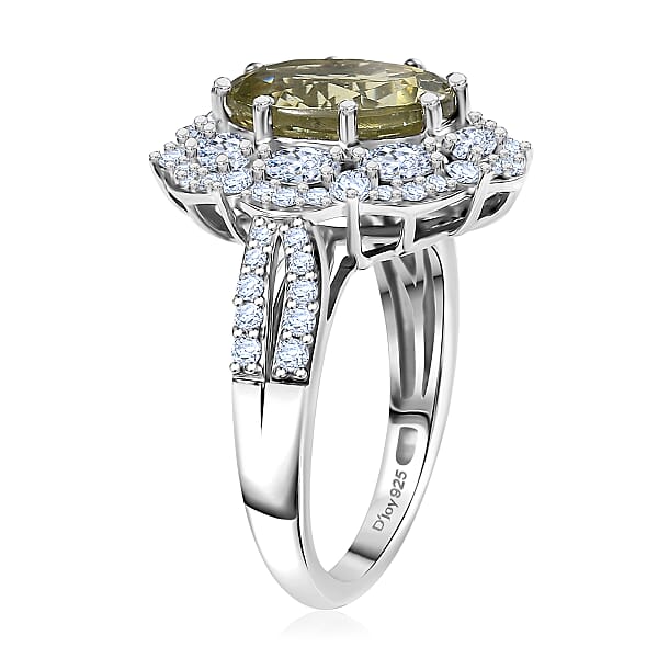 Shop Lc D'Joy Premium Yellow Apatite And Moissanite 5.10 Ctw Imperial Dawn Ring In Rhodium Over Sterling Silver
