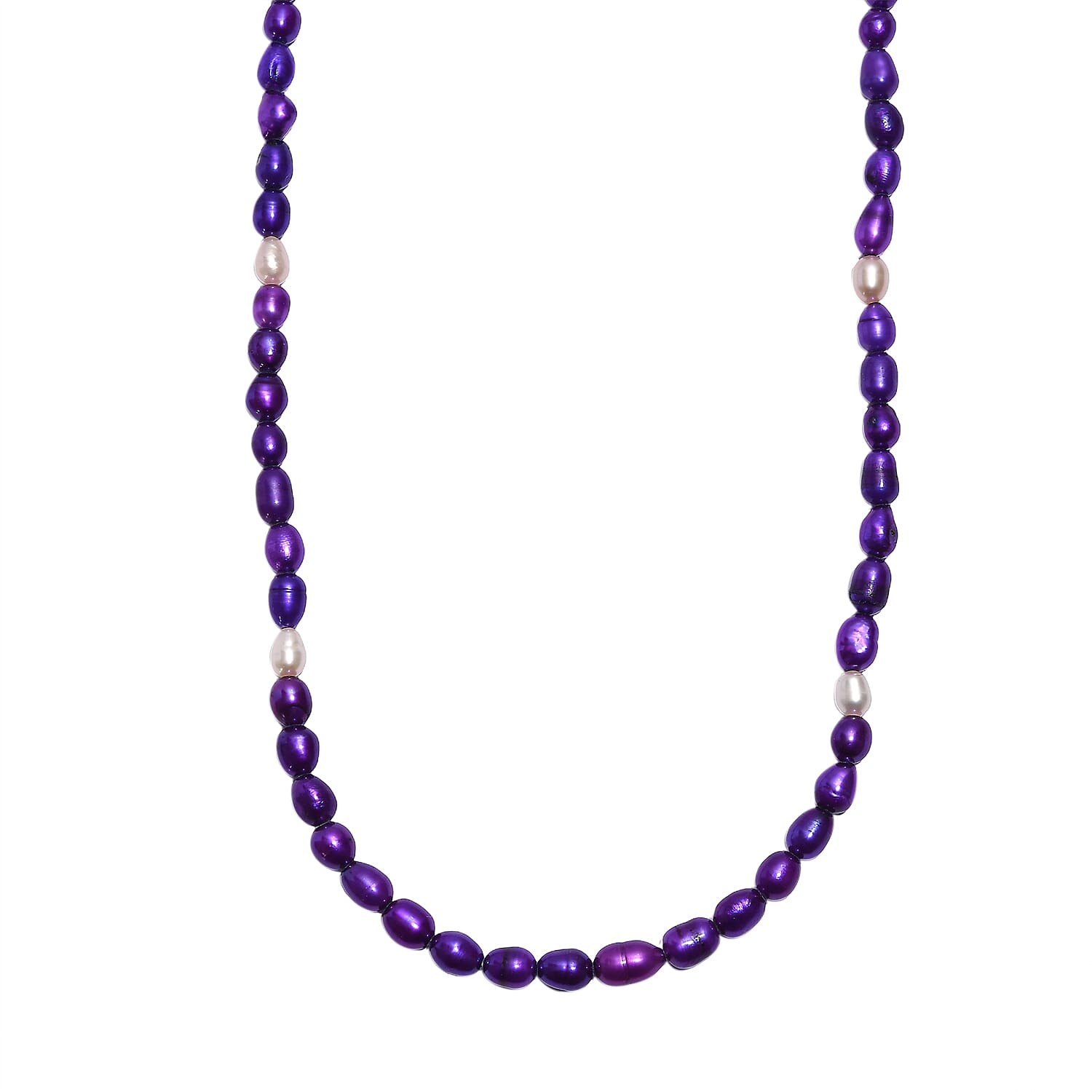 shop lc D'Joy Purple Dyed Pearl and Freshwater Pearl Necklace in Rhodium Over Sterling Silver 18 Inches