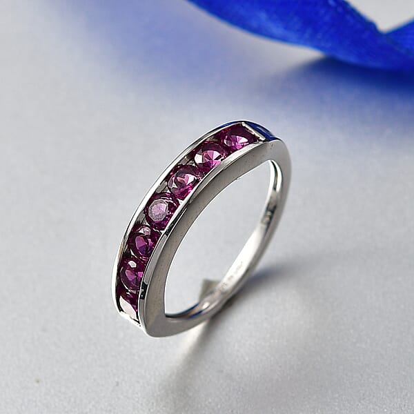 Shop Lc D'Joy Radiant Ember Garnet 1.60 Ctw 7 Stone Ring In Rhodium Over Sterling Silver