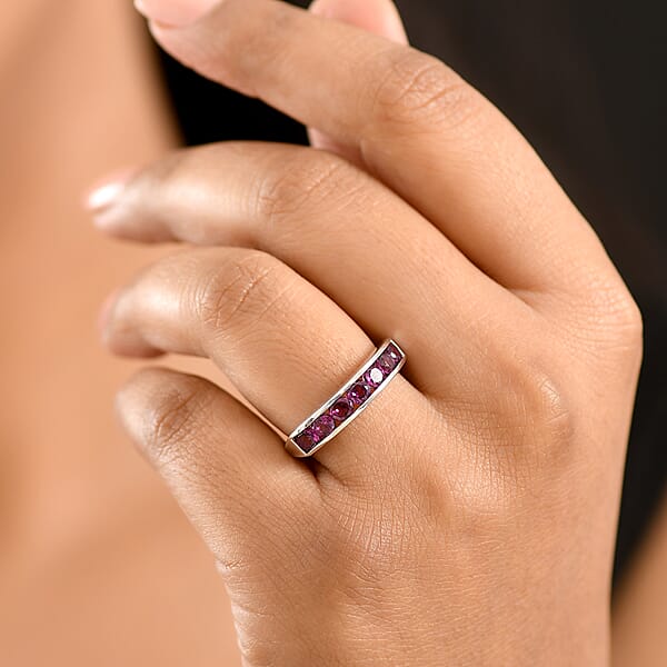 Shop Lc D'Joy Radiant Ember Garnet 1.60 Ctw 7 Stone Ring In Rhodium Over Sterling Silver