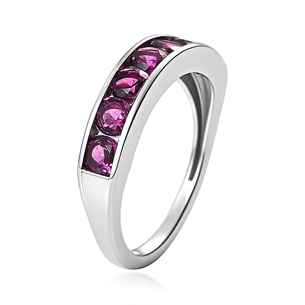 Shop Lc D'Joy Radiant Ember Garnet 1.60 Ctw 7 Stone Ring In Rhodium Over Sterling Silver
