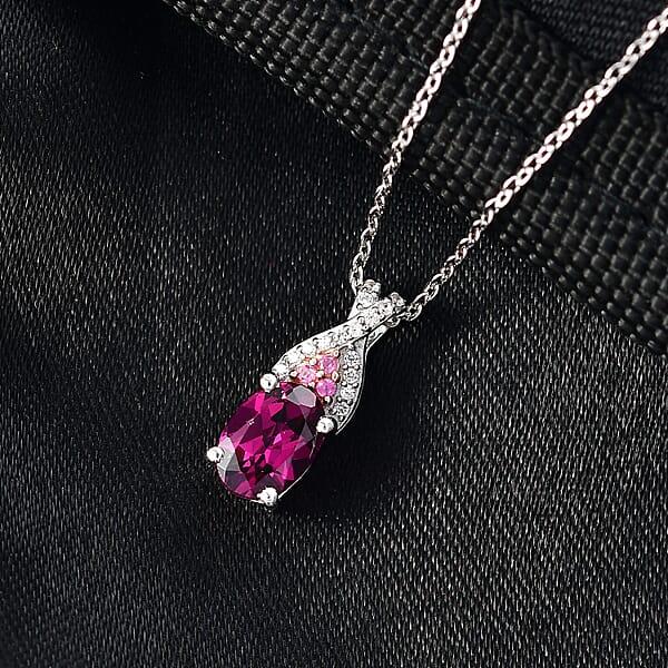 Shop Lc D'Joy Radiant Ember Garnet And Multi Gemstone 1.10 Ctw Infinity Pendant Necklace In Rhodium Over Sterling Silver 20 Inches