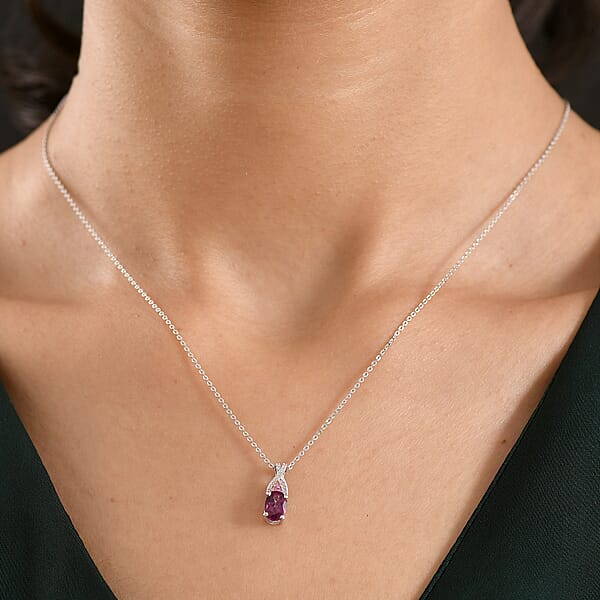 Shop Lc D'Joy Radiant Ember Garnet And Multi Gemstone 1.10 Ctw Infinity Pendant Necklace In Rhodium Over Sterling Silver 20 Inches