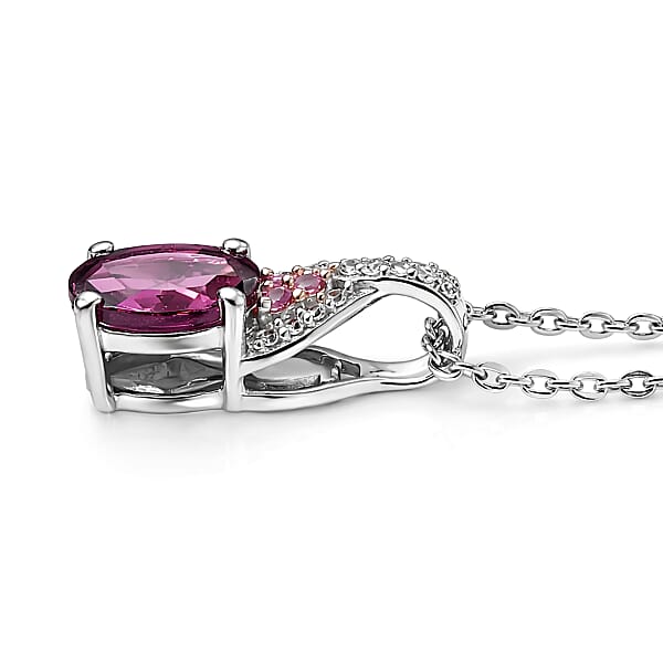 Shop Lc D'Joy Radiant Ember Garnet And Multi Gemstone 1.10 Ctw Infinity Pendant Necklace In Rhodium Over Sterling Silver 20 Inches