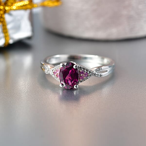 Shop Lc D'Joy Radiant Ember Garnet And Multi Gemstone 1.20 Ctw Infinity Ring In Rhodium Over Sterling Silver
