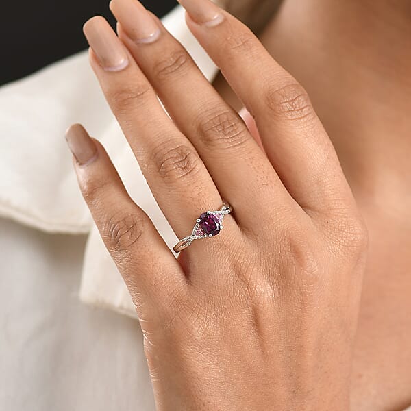 Shop Lc D'Joy Radiant Ember Garnet And Multi Gemstone 1.20 Ctw Infinity Ring In Rhodium Over Sterling Silver