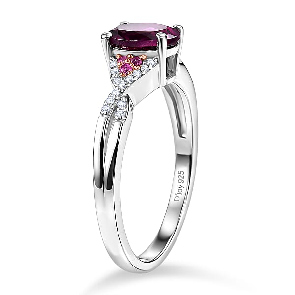 Shop Lc D'Joy Radiant Ember Garnet And Multi Gemstone 1.20 Ctw Infinity Ring In Rhodium Over Sterling Silver