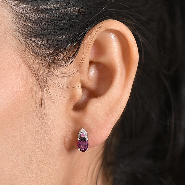 Shop Lc D'Joy Radiant Ember Garnet And Multi Gemstone 2.10 Ctw Infinity Earrings In Rhodium Over Sterling Silver