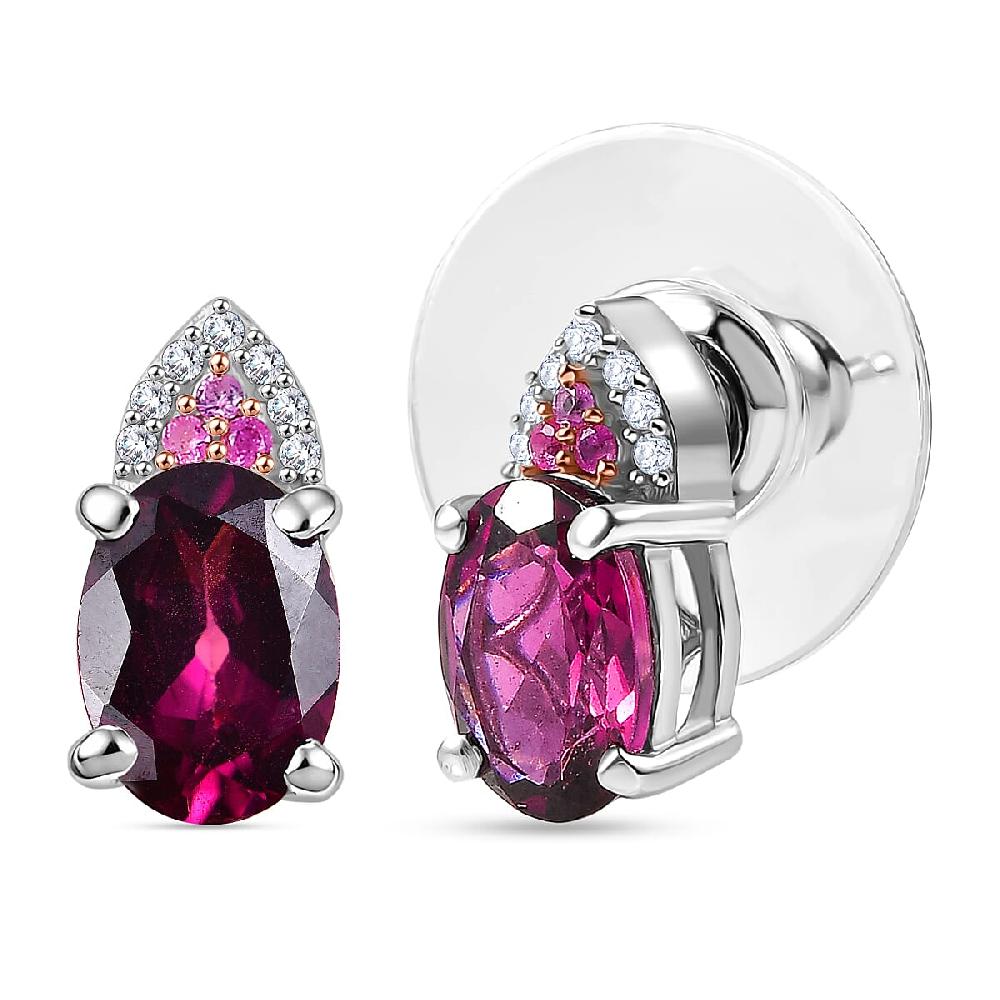 shop lc D'Joy Radiant Ember Garnet and Multi Gemstone 2.10 ctw Infinity Earrings in Rhodium Over Sterling Silver