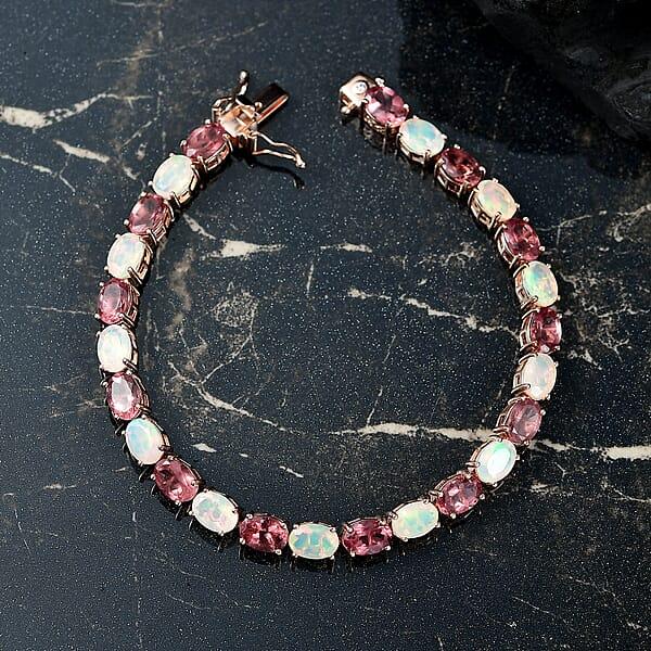 Shop Lc D'Joy Red Apatite And White Zircon 17.25 Ctw Firelink Legacy Bracelet In 18K Vermeil Rose Over Sterling Silver (8.00 In)