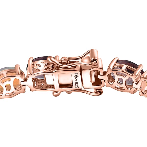 Shop Lc D'Joy Red Apatite And White Zircon 17.25 Ctw Firelink Legacy Bracelet In 18K Vermeil Rose Over Sterling Silver (8.00 In)