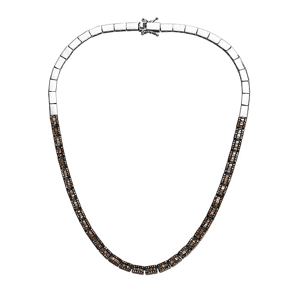 Shop Lc D'Joy Red Diamond Tennis Necklace Red Diamond Three Row Necklace Platinum Over Sterling Silver Necklace 16 Inch Necklace Diamond Jewelry For Her 3.85 Ctw