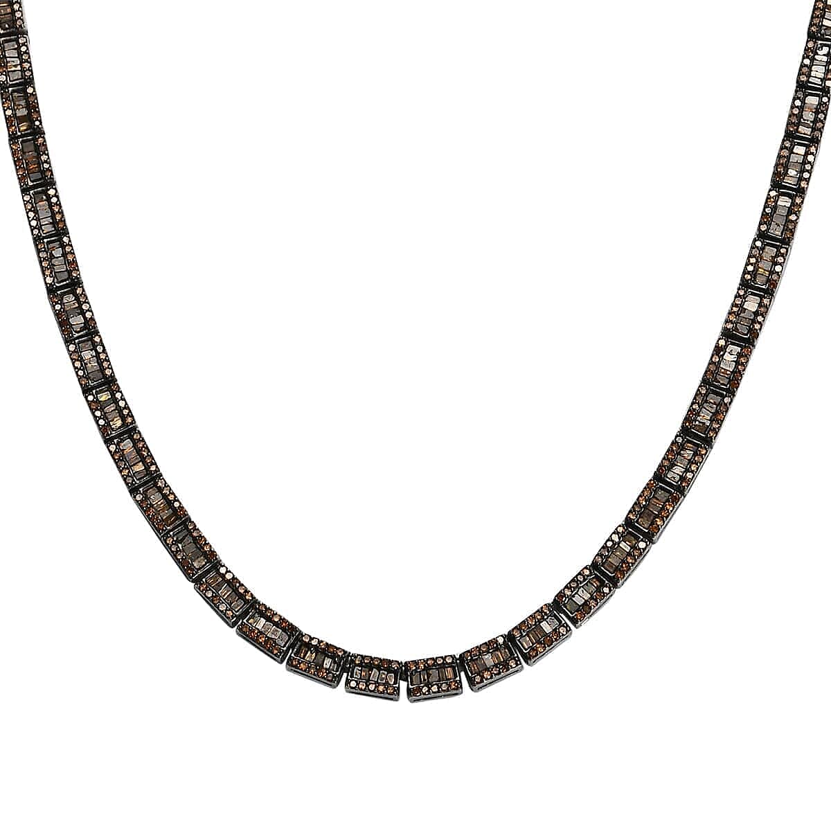 shop lc D'Joy Red Diamond Tennis Necklace Red Diamond Three Row Necklace Platinum Over Sterling Silver Necklace 16 Inch Necklace Diamond Jewelry For Her 3.85 ctw