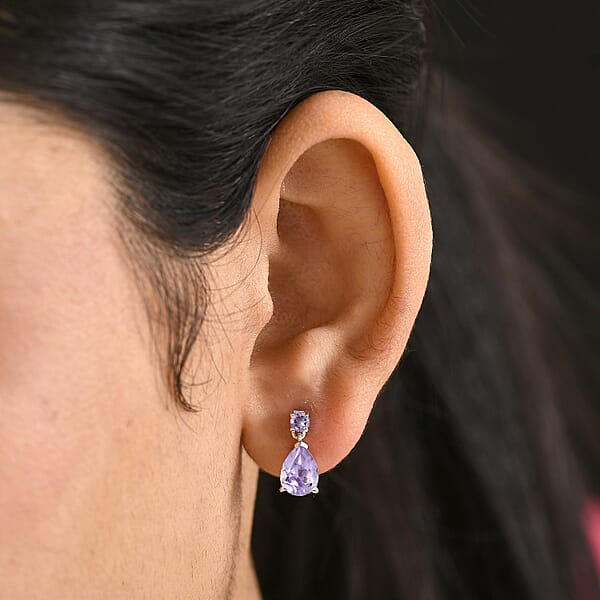 Shop Lc D'Joy Rose De France Amethyst 2.20ctw Stud Earrings In Platinum Over Sterling Silver