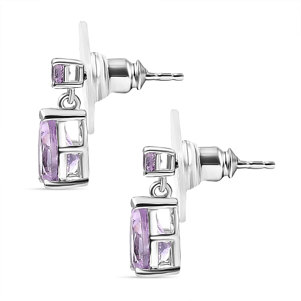 Shop Lc D'Joy Rose De France Amethyst 2.20ctw Stud Earrings In Platinum Over Sterling Silver