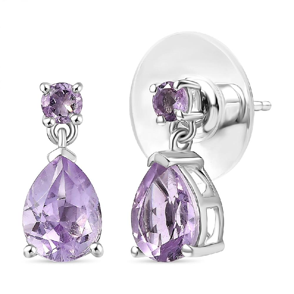 shop lc D'Joy Rose De France Amethyst 2.20ctw Stud Earrings in Platinum Over Sterling Silver