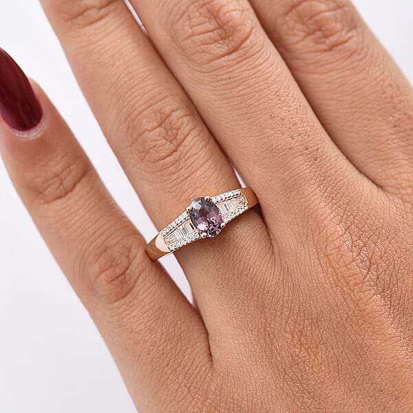 Shop Lc D'Joy Royal Lavender Spinel And Moissanite 1.30 Ctw Cascade Path Ring In 18K Vermeil Rose Gold Over Sterling Silver