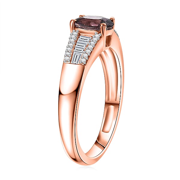 Shop Lc D'Joy Royal Lavender Spinel And Moissanite 1.30 Ctw Cascade Path Ring In 18K Vermeil Rose Gold Over Sterling Silver