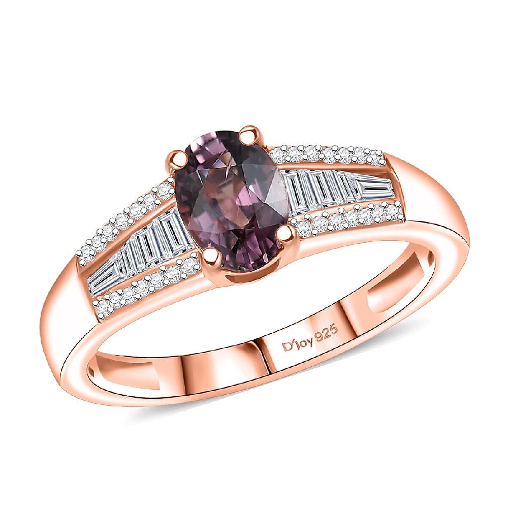shop lc D'Joy Royal Lavender Spinel and Moissanite 1.30 ctw Cascade Path Ring in 18K Vermeil Rose Gold Over Sterling Silver