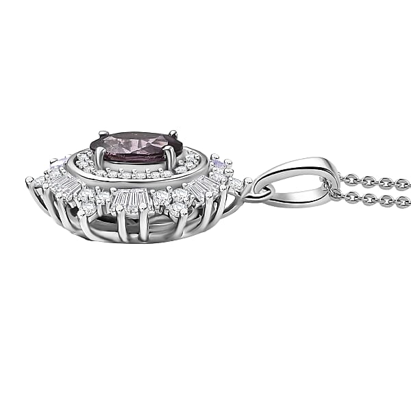 Shop Lc D'Joy Royal Lavender Spinel And Moissanite 1.50 Ctw Regal Spark Pendant Necklace In Rhodium Over Sterling Silver 20 Inches