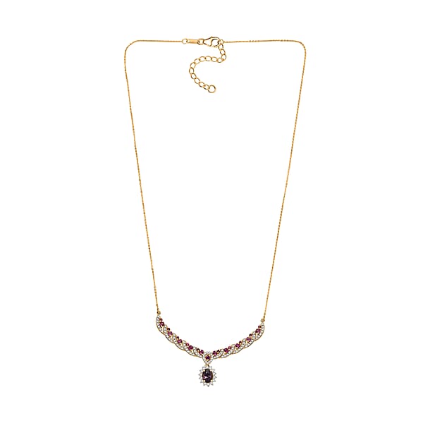 Shop Lc D’Joy Royal Lavender Spinel And Multi Gemstone 3.25 Ctw Cascading Crown Necklace In 18K Vermeil Yellow Gold Over Sterling Silver 18 Inches