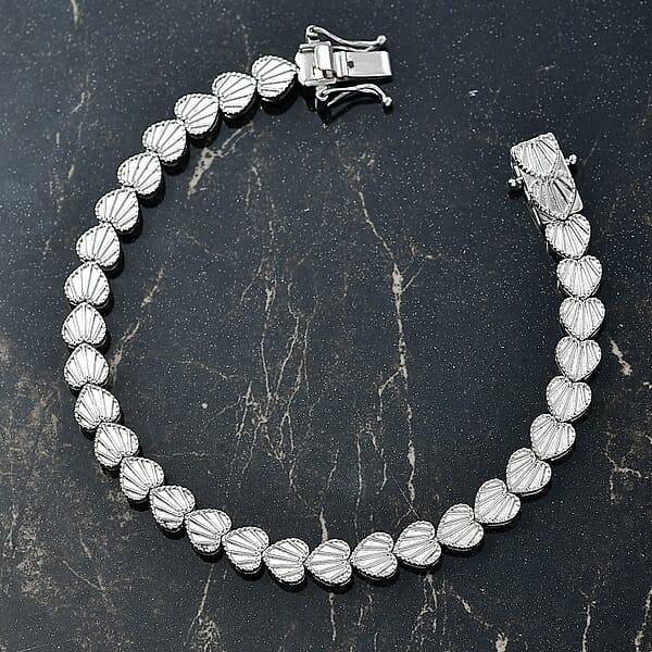 Shop Lc D'Joy Sea Shell Bracelet In Rhodium Over Sterling Silver (7.25 In) 13.50 Grams