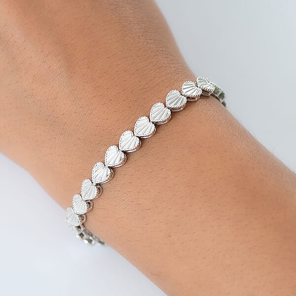 Shop Lc D'Joy Sea Shell Bracelet In Rhodium Over Sterling Silver (7.25 In) 13.50 Grams