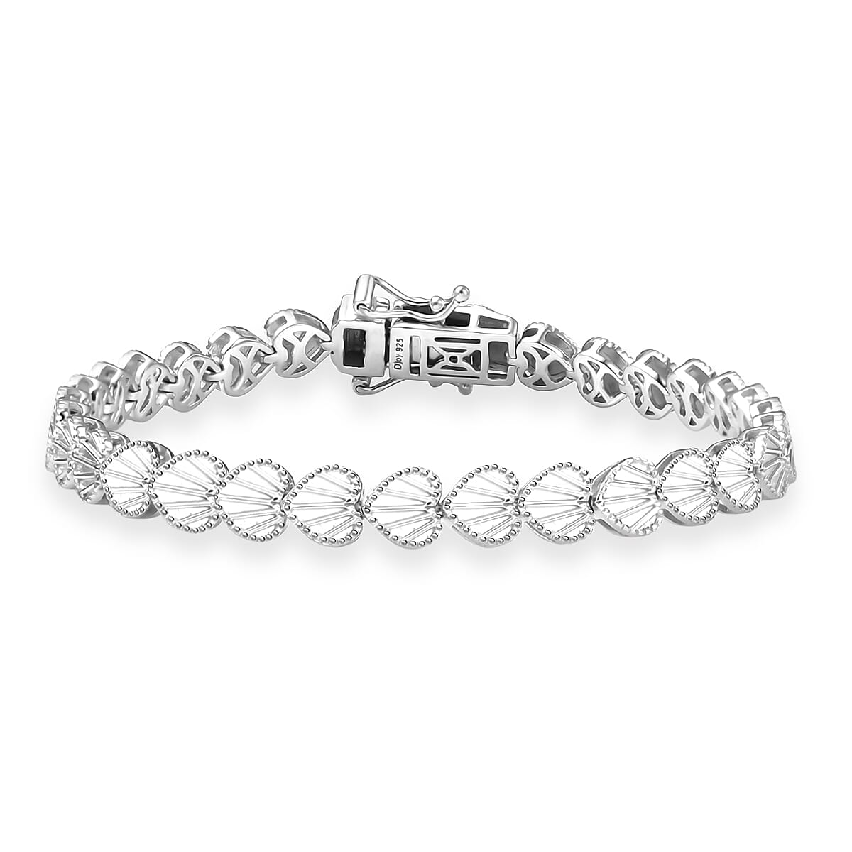 shop lc D'Joy Sea Shell Bracelet in Rhodium Over Sterling Silver (7.25 In) 13.50 Grams