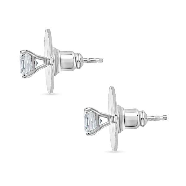 Shop Lc D'Joy Set Of 2 Moissanite And Tanzanite 1.80 Ctw Earrings In 18K Vermeil YG And Rhodium Over Sterling Silver