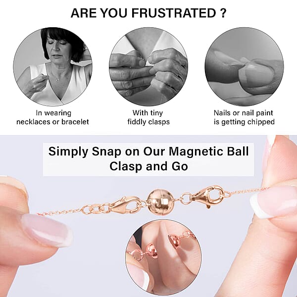 Shop Lc D'Joy Set Of 3 Magnetic Lock (Round) With Lobster Clasp In 14K Yellow Gold Rose Gold And Rhodium Over Sterling Silver 7.40 Grams