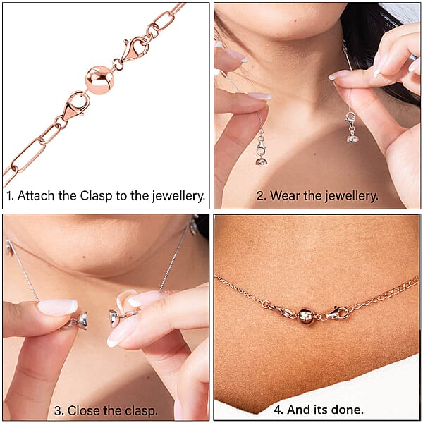 Shop Lc D'Joy Set Of 3 Magnetic Lock (Round) With Lobster Clasp In 14K Yellow Gold Rose Gold And Rhodium Over Sterling Silver 7.40 Grams