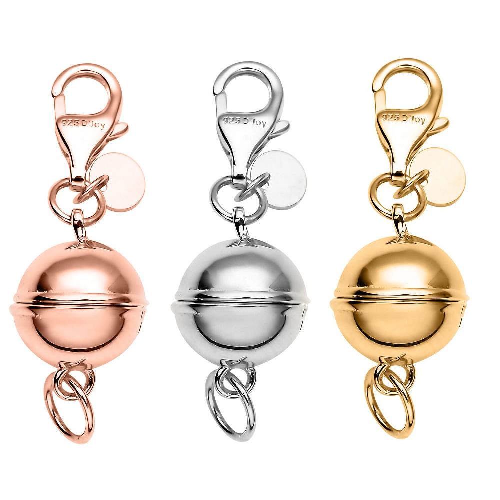 shop lc D'Joy Set of 3 Magnetic Lock (Round) with Lobster Clasp in 14K Yellow Gold Rose Gold and Rhodium Over Sterling Silver 7.40 Grams shop lc D'Joy Set of 3 Magnetic Lock (Round) with Lobster Clasp in 14K Yellow Gold Rose Gold and Rhodium Over Sterling Silver 7.40 Grams