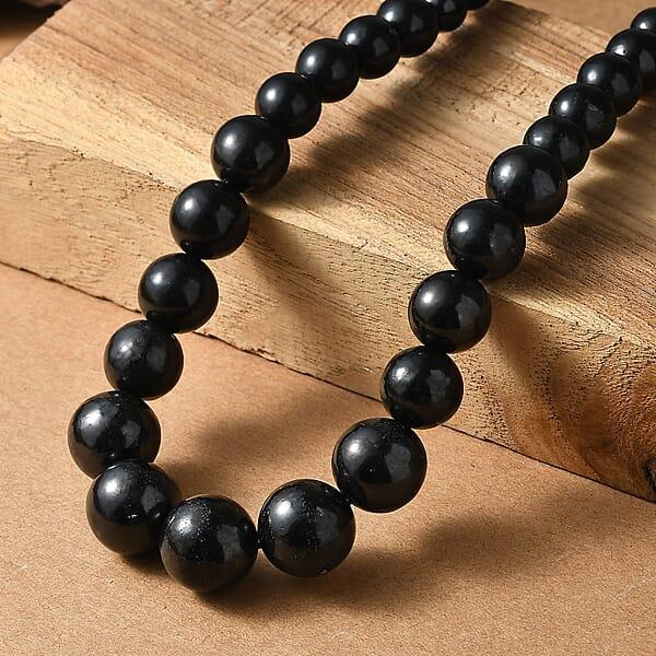 Shop Lc D'Joy Shungite Beaded Necklace In Rhodium Over Sterling Silver 300.00 Ctw (18 Inches)