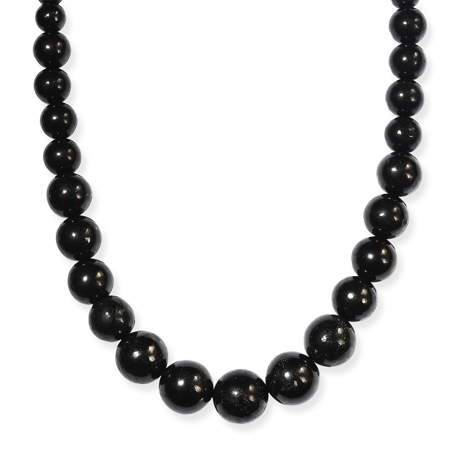 shop lc D'Joy Shungite Beaded Necklace in Rhodium Over Sterling Silver 300.00 ctw (18 Inches)