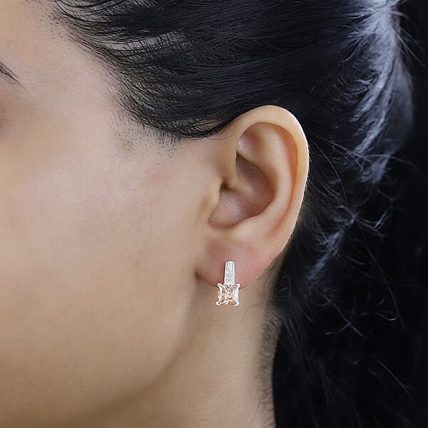 Shop Lc D'Joy Simulated Champagne Diamond 3.80 Ctw Earrings In Sterling Silver
