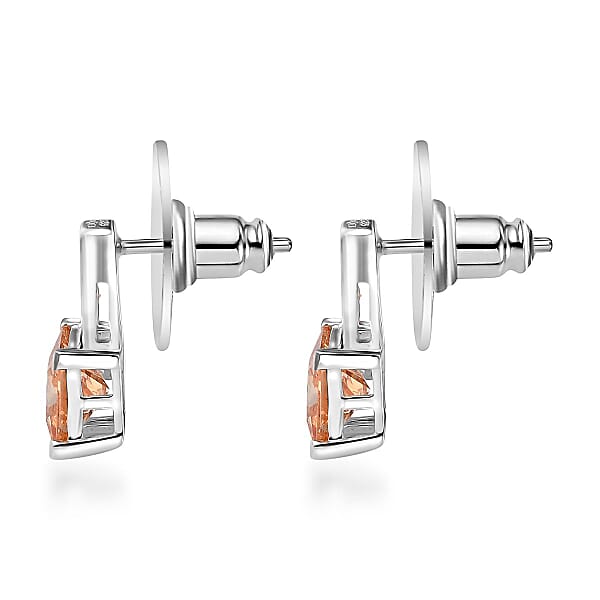 Shop Lc D'Joy Simulated Champagne Diamond 3.80 Ctw Earrings In Sterling Silver