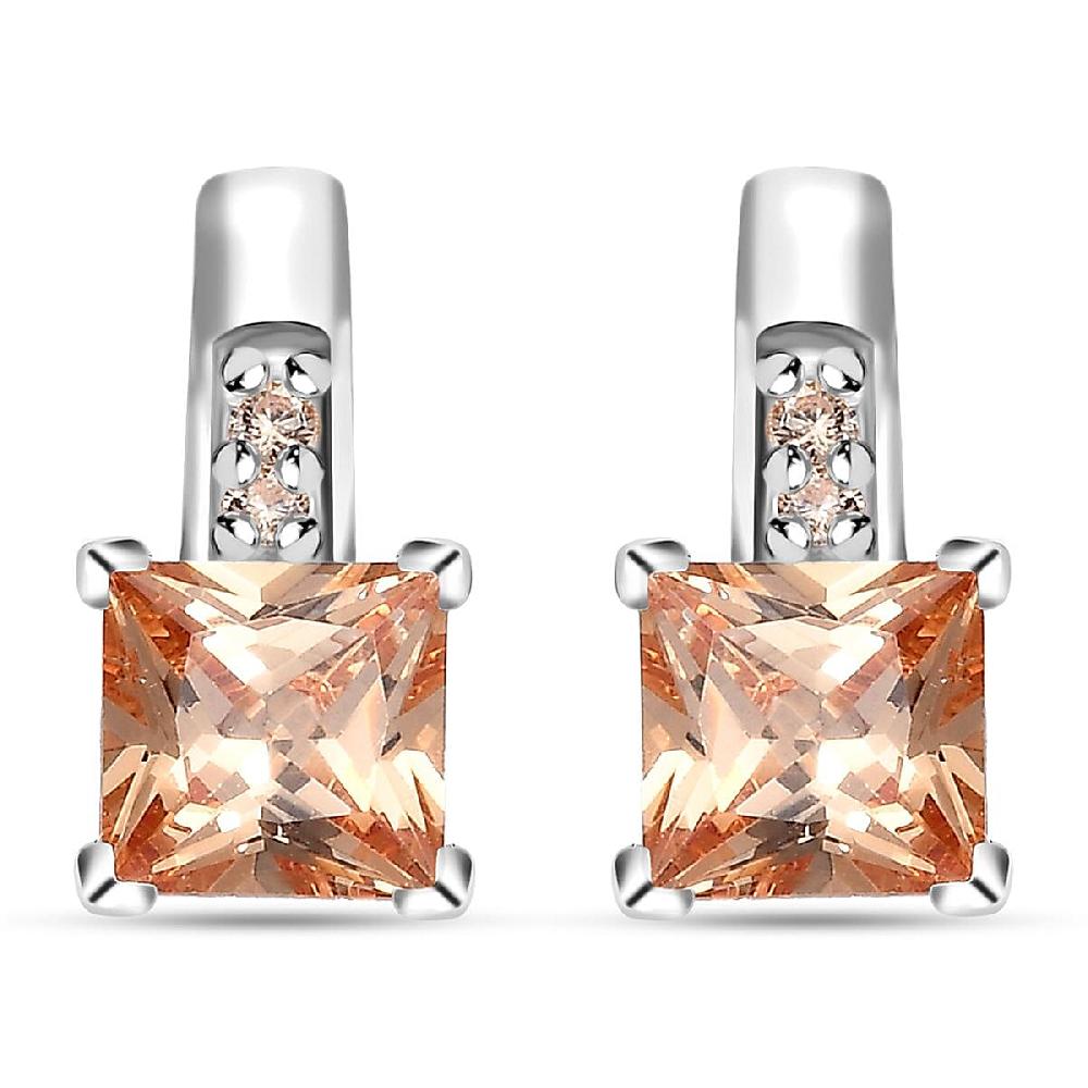 shop lc D'Joy Simulated Champagne Diamond 3.80 ctw Earrings in Sterling Silver