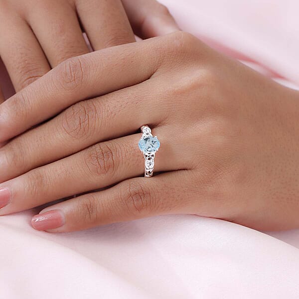 Shop Lc D'Joy Sky Blue Topaz White Topaz 1.65 Ctw Ring In Sterling Silver Promise Rings