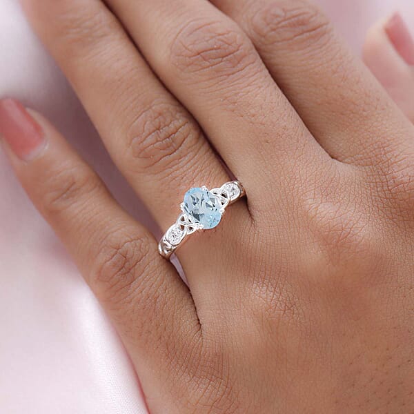 Shop Lc D'Joy Sky Blue Topaz White Topaz 1.65 Ctw Ring In Sterling Silver Promise Rings