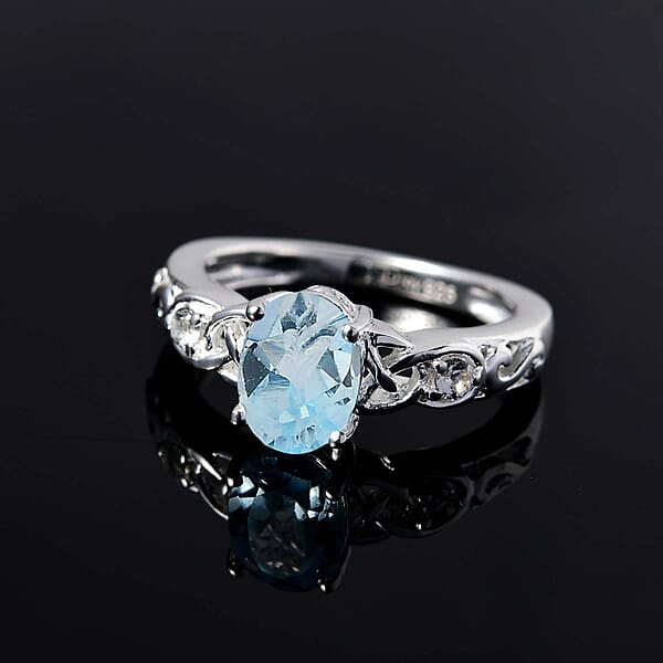 Shop Lc D'Joy Sky Blue Topaz White Topaz 1.65 Ctw Ring In Sterling Silver Promise Rings