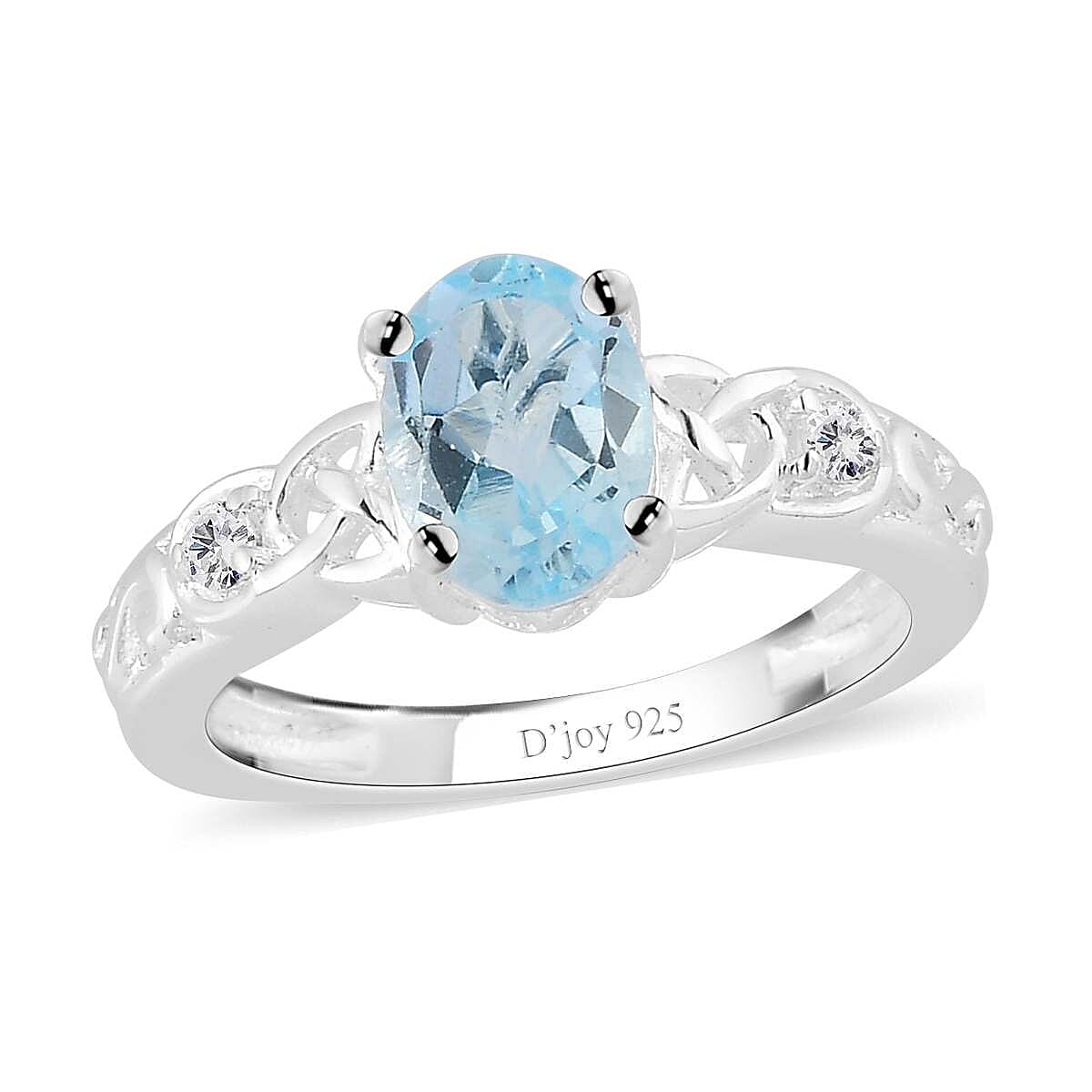 shop lc D'Joy Sky Blue Topaz White Topaz 1.65 ctw Ring in Sterling Silver Promise Rings