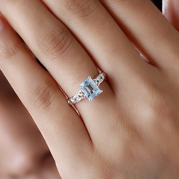 Shop Lc D'Joy Sky Blue Topaz White Topaz Ring In Sterling Silver 1.90 Ctw