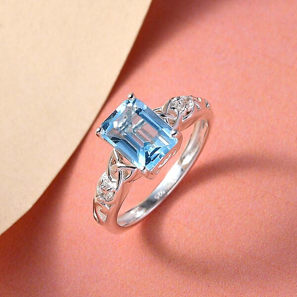 Shop Lc D'Joy Sky Blue Topaz White Topaz Ring In Sterling Silver 1.90 Ctw