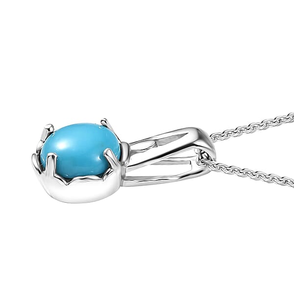 Shop Lc D'Joy Sleeping Beauty Turquoise 1.10 Ctw Solitaire Pendant Necklace In Platinum Over Sterling Silver 20 Inches