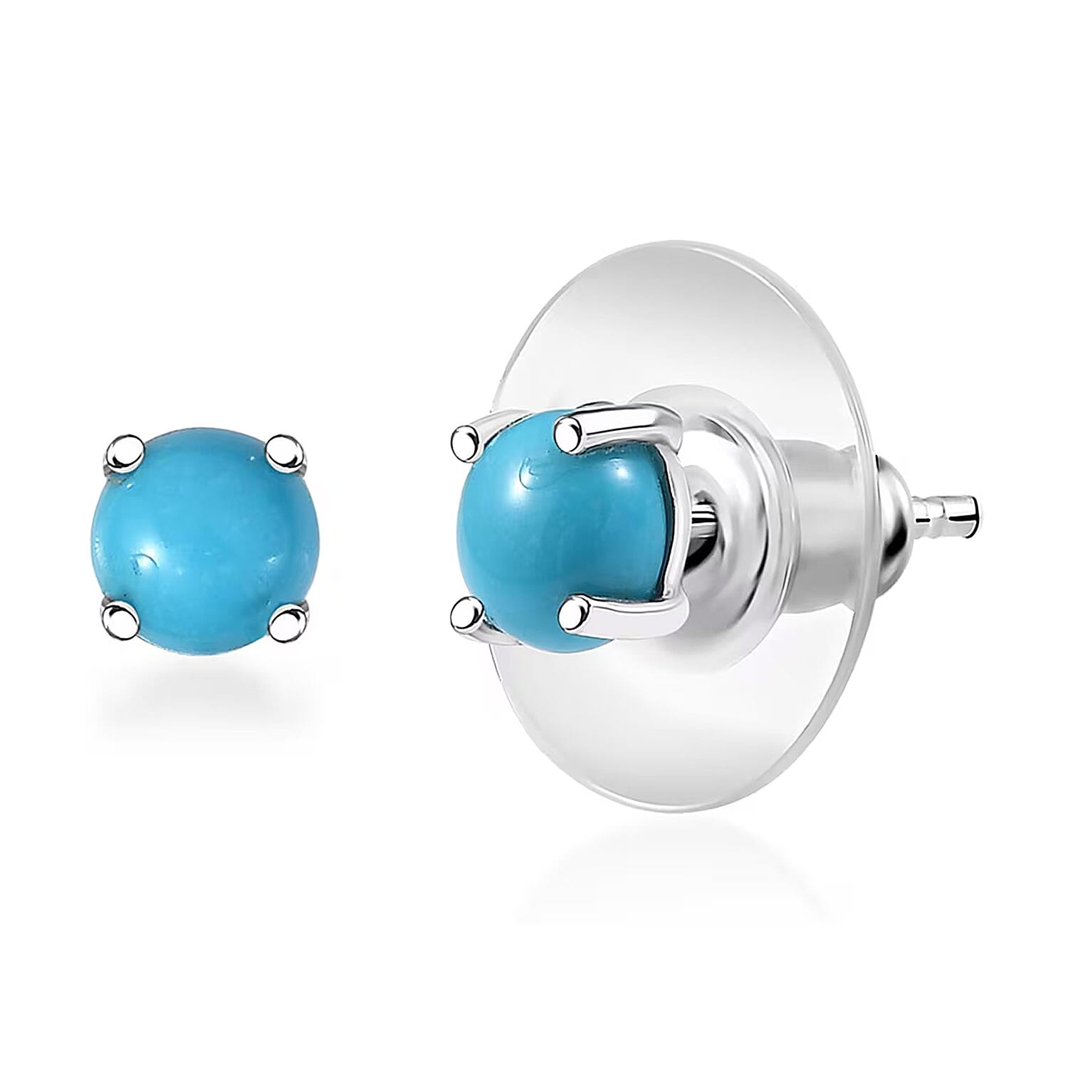 shop lc D'Joy Sleeping Beauty Turquoise 1.10 ctw Solitaire Stud Earrings in Rhodium Over Sterling Silver