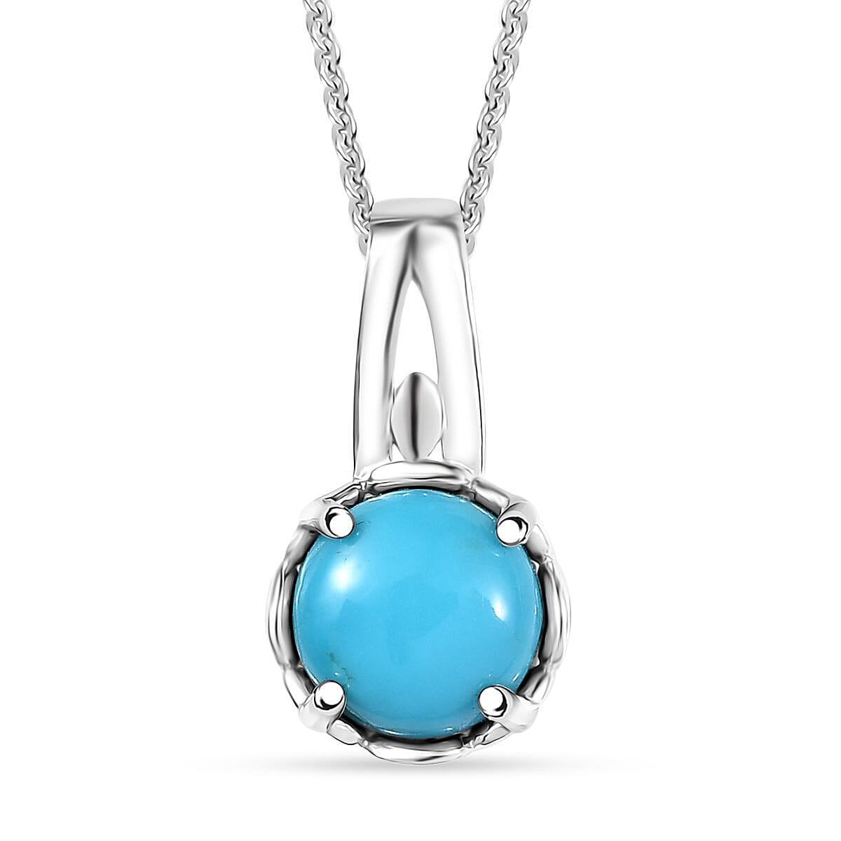 shop lc D'Joy Sleeping Beauty Turquoise 1.10 ctw Solitaire Pendant Necklace in Platinum Over Sterling Silver 20 Inches