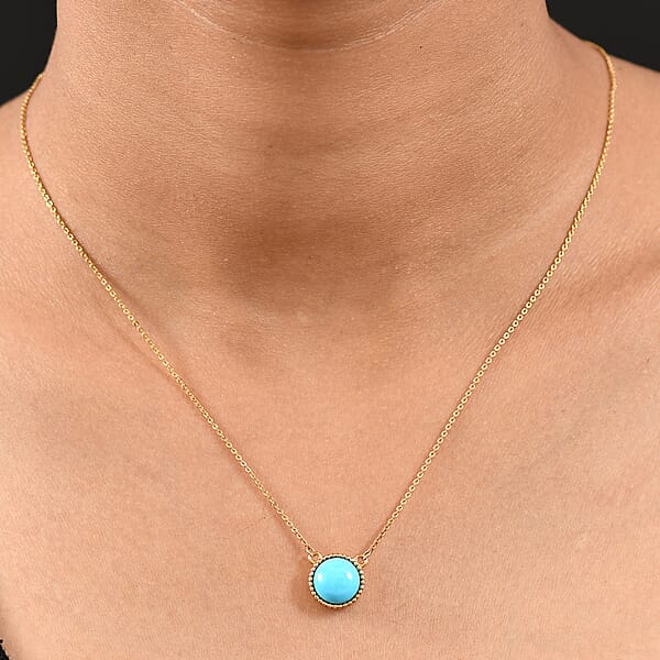 Shop Lc D'Joy Sleeping Beauty Turquoise 2.40 Ctw Fancy Necklace In 18K Vermeil Yellow Gold Over Sterling Silver 20 Inches