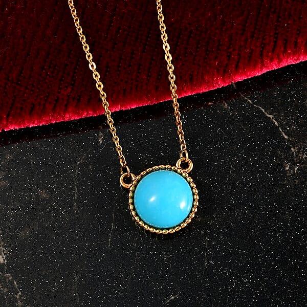 Shop Lc D'Joy Sleeping Beauty Turquoise 2.40 Ctw Fancy Necklace In 18K Vermeil Yellow Gold Over Sterling Silver 20 Inches
